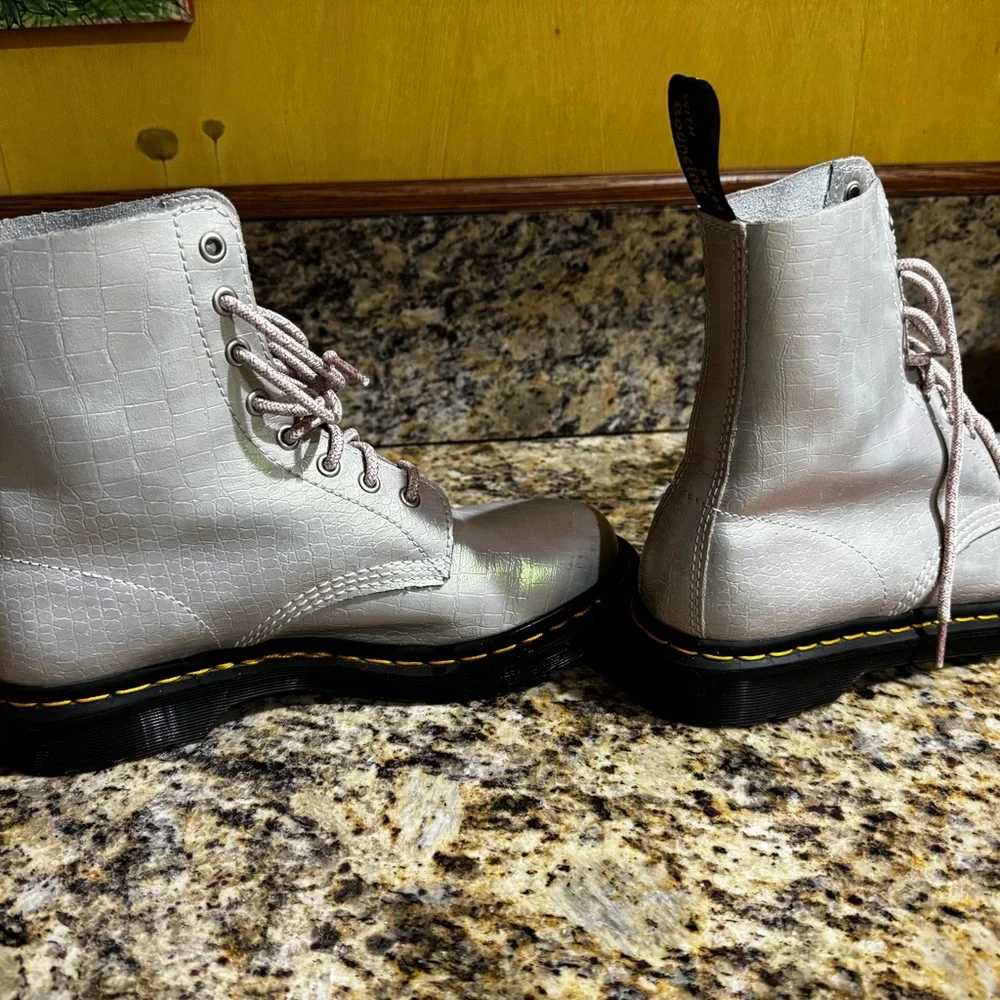 Dr. Martens Women's Iridescent Gray Combat Boots - Picture 6 of 8